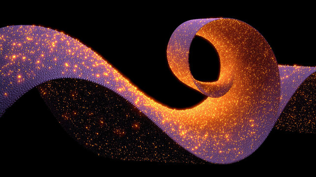 Glowing ribbon waves form a soft spiral symbolizing fluidity motion and continuous growth representing energy flow harmony and the elegance of abstract luminous forms in dynamic composition