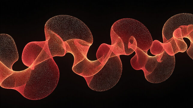 Glowing ribbon waves form a soft spiral symbolizing fluidity motion and continuous growth representing energy flow harmony and the elegance of abstract luminous forms in dynamic composition