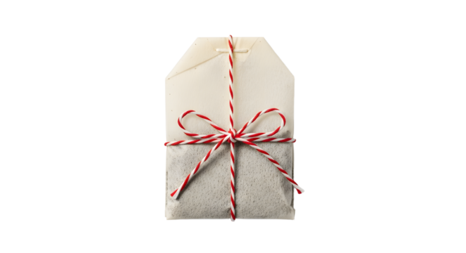 Gift - Minimalist gift tag wrapped with red and white twine on rustic paper, perfect for holiday presents and craft projects