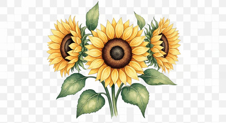 Vibrant Watercolor Sunflowers Bouquet - Artistic Floral Illustration