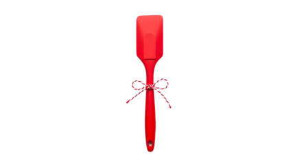 Gift - Red silicone spatula with a tied ribbon bow, ideal for baking and cooking utensils, perfect for kitchen use
