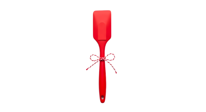 Gift - Red silicone spatula with a tied ribbon bow, ideal for baking and cooking utensils, perfect for kitchen use