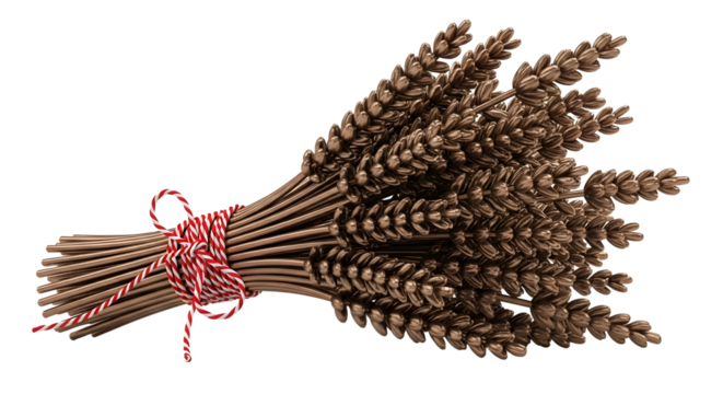 Gift - Rustic bundle of dried wheat stalks tied with red and white string, perfect for autumn decorations and farmhouse style