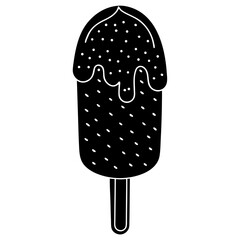 Stylized black and white ice cream bar with sprinkles isolated on white background isolated on transparent background