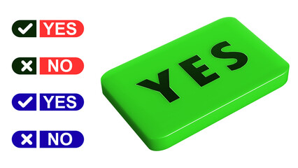 Green Yes Button and Checkmark No Options cross