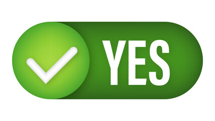 Green Yes Toggle Button with Checkmark on White Background
