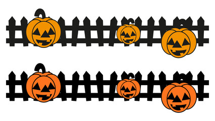 Halloween Jack O Lanterns on Black Fence Borders pumpkin