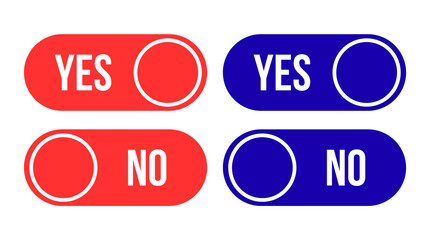 Red and Blue Yes No Toggle Buttons on White Background