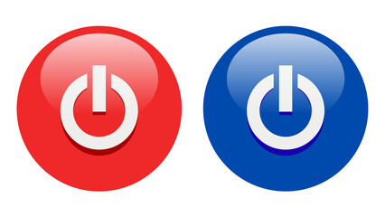 Red and Blue Power Buttons with Glossy Finish start