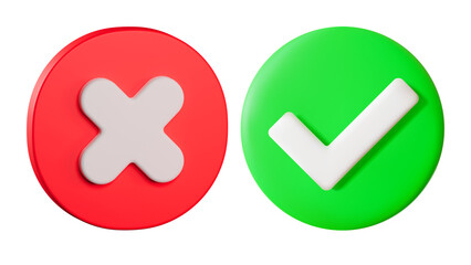 Red Cross and Green Checkmark Icons on White Background