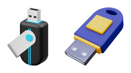 Two modern USB flash drives for data storage USB flash drive