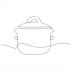Continuous one line drawing of cooking pot cooking utensil concept simple line art design vector illustration