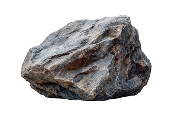Close-up of a large, rough, gray rock with textured surface and natural patterns.