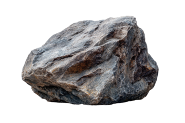 Close-up of a large, rough, gray rock with textured surface and natural patterns.