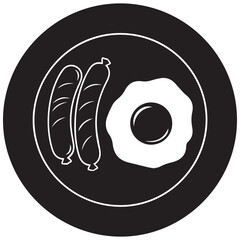 Simple line art of a hearty breakfast plate