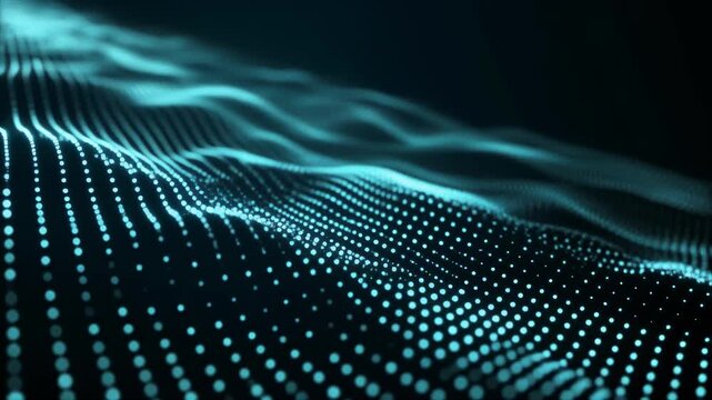 Wave of luminous dots moving in rhythmic patterns 