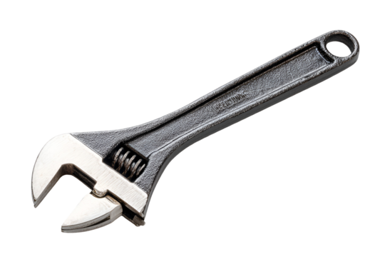 Adjustable wrench tool isolated on transparent background