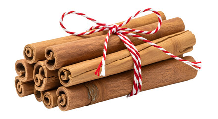 Gift - Bundle of cinnamon sticks tied with red and white string, aromatic spice perfect for cooking and holiday recipes