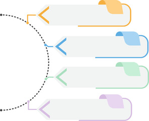 Half Circle Infographic Four Steps, Vector Flat Infographic Element, Infographic Elements for Process Charts, Workflow, Step-by-Step Layout, and Business Presentation.