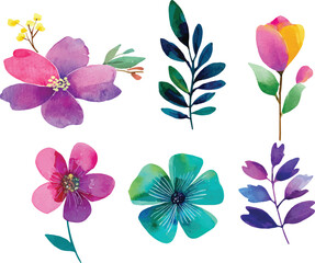 Fototapeta premium set of watercolor flowers