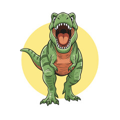 Cartoon T-Rex Dinosaur Roaring Illustration