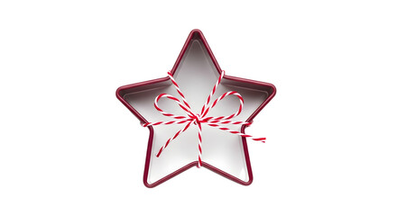 Gift - Star-shaped metal baking tray with red and white striped string tied in a bow, perfect for holiday baking and festive kitchen decor