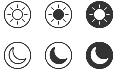 Sun half moon icon set vector illustration