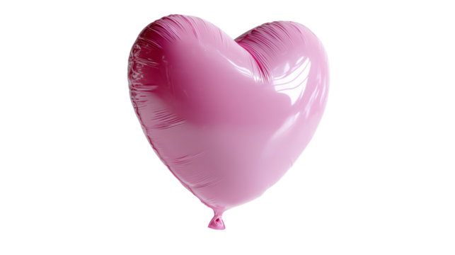 Love's Gentle Embrace: A single, soft pink heart-shaped balloon floats, symbolizing love and affection in its simplest form. Perfect for conveying warmth and care.