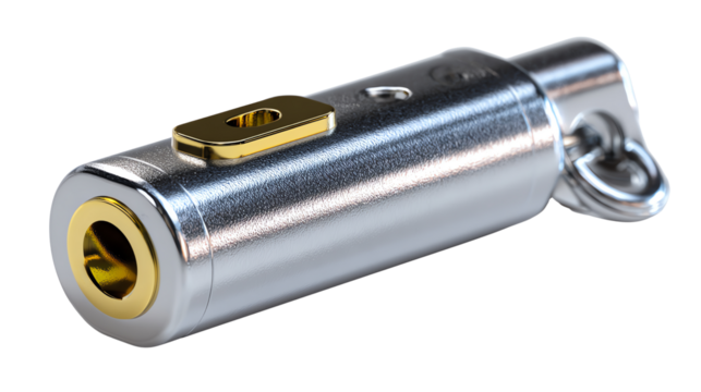 Metallic Connector: A close-up shot of a sleek, metallic connector, its surfaces gleaming with precision, highlighting the fusion of functionality and design.