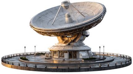 Giant Satellite Dish: A colossal satellite dish, standing tall against the horizon, symbolizes global communication and scientific exploration.