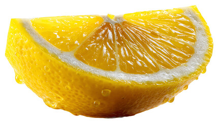 Zesty Lemon Slice: A vibrant, juicy lemon slice exudes freshness and tang, adorned with glistening droplets of morning dew. This close-up shot captures the citrus fruit's essence.
