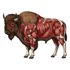 Bison anatomy illustration design.