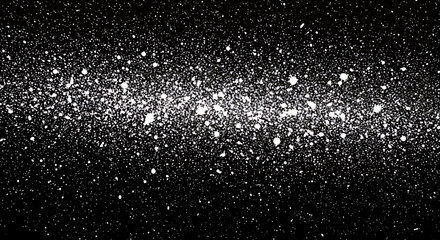 A dense, glittering band of white stars and nebulae against a deep black background, resembling a galaxy or cosmic dust cloud.