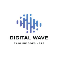 Abstract digital wave with Fluid modern gradient for technology sound data communication business logo design