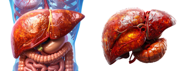  Sat of Human Liver Anatomy – Digestive and Metabolic System PNG 