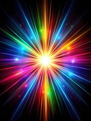 Fototapeta premium Vibrant starburst light with colorful diffraction streaks on a dark canvas