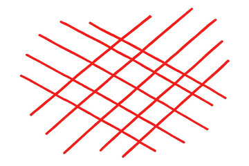 Abstract crosshatch grid structure formed by red diagonal lines visually conveys ideas of exclusion or negation