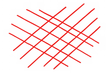 Abstract crosshatch grid structure formed by red diagonal lines visually conveys ideas of exclusion or negation