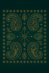 Elegant green paisley pattern with gold accents