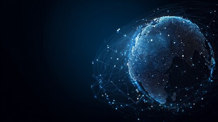 Obraz premium Abstract digital blue background with planet Earth