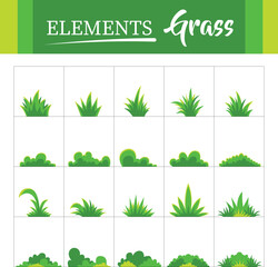 Grass and Bush Vector Elements &ndash; Green Nature Plant Clipart Set