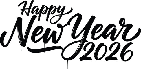  Modern Hand Lettering Happy New Year 2026 Overlay for Social Media Post