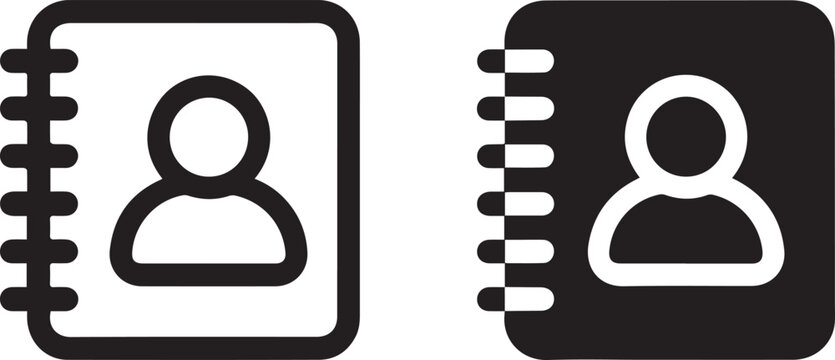 contact book icon outline and filled address directory vector for ui
