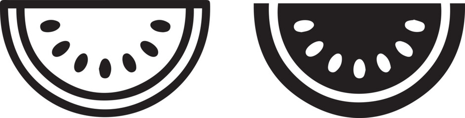 watermelon icon outline and filled vector slices minimalist design