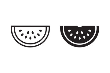 watermelon illustration half slice outline and filled minimalist icon
