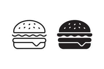 burger logo icon two styles outline and filled fastfood symbol