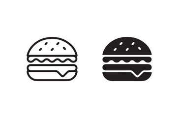 burger icon set black and white hamburger vector for menus