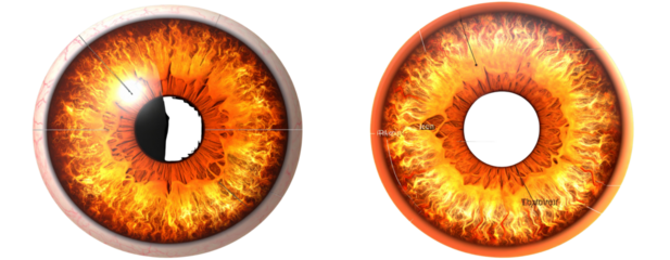 Sat of Realistic Eye Anatomy – Iris, Pupil, and Retina Illustration PNG