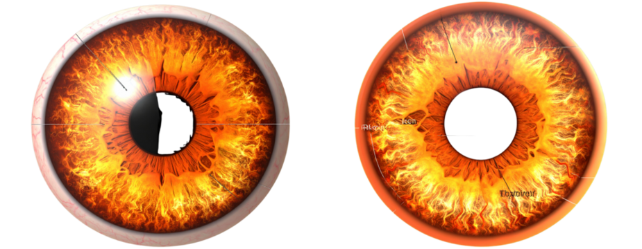 Sat of Realistic Eye Anatomy – Iris, Pupil, and Retina Illustration PNG