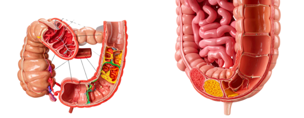 Sat of Small and Large Intestine Diagram – Gastrointestinal Health PNG